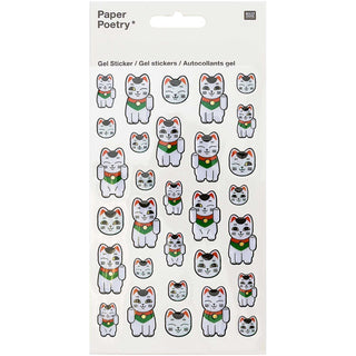 Paper Poetry gel sticker Jardin Japonais waving cats
