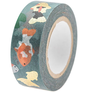 Washi Tape mit Koi-Motiv im japanischen Stil auf Rolle, 1,5 cm breit, dekoratives Klebeband aus Washi-Papier