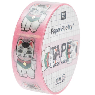 Papierrolle Washi Tape Winkekatze japanisches Design