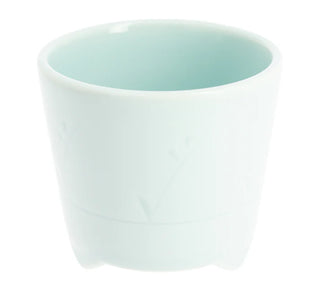 Räuchergefäß Seihakuji aus Arita-Porzellan, Ansicht von oben mit glasierter Innenfläche in hellem Blau