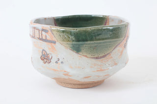 Chawan Hanamon schräge Ansicht mit sichtbarem Glasurverlauf