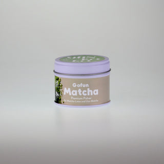 Matcha Gofun 30g in weißer Dose vor weißem Hintergrund